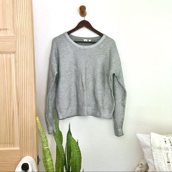 GAP Sweaters - Gap metallic Silver crew neck sweater NWOT